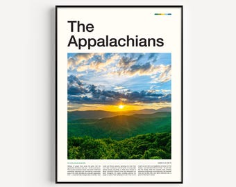 Plakat podróżniczy po górach Appalachów, wydruk fotografii krajobrazowej
