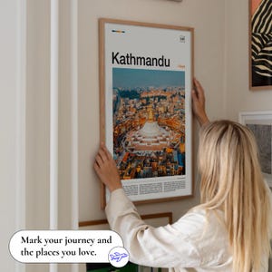 Kathmandu Print, Nepal Travel Poster with Scenic Photography, City Wall Artwork, Travel Photo, Wanderlust Decor, and Art Print image 2