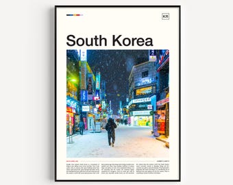 South Korea Travel Poster, Korean Cityscape Print