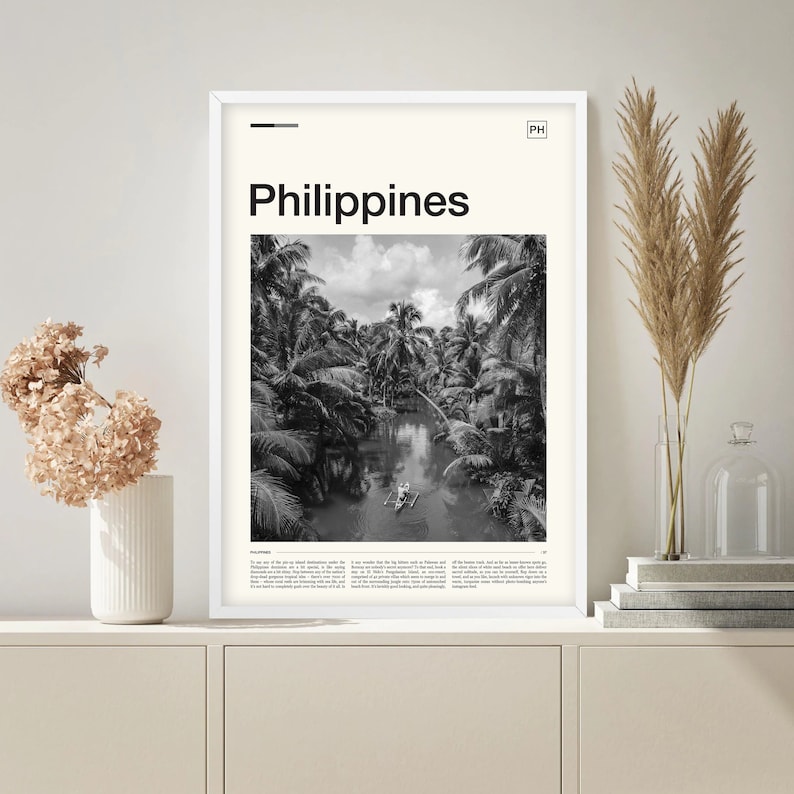 Philippines Print Philippines Poster Black and White Etsy