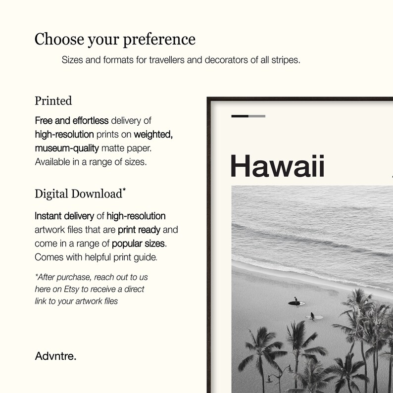 Hawaii Print Black and White Hawaii Poster Hawaii Wall Art - Etsy