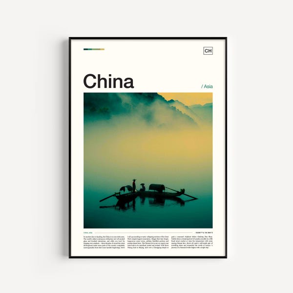 Kina Reseposter, Dimmigt Bergslandskap Konsttryck