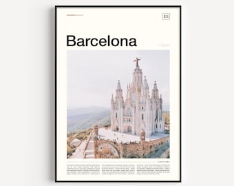 Barcelona Travel Poster, Spain Skyline Art Print