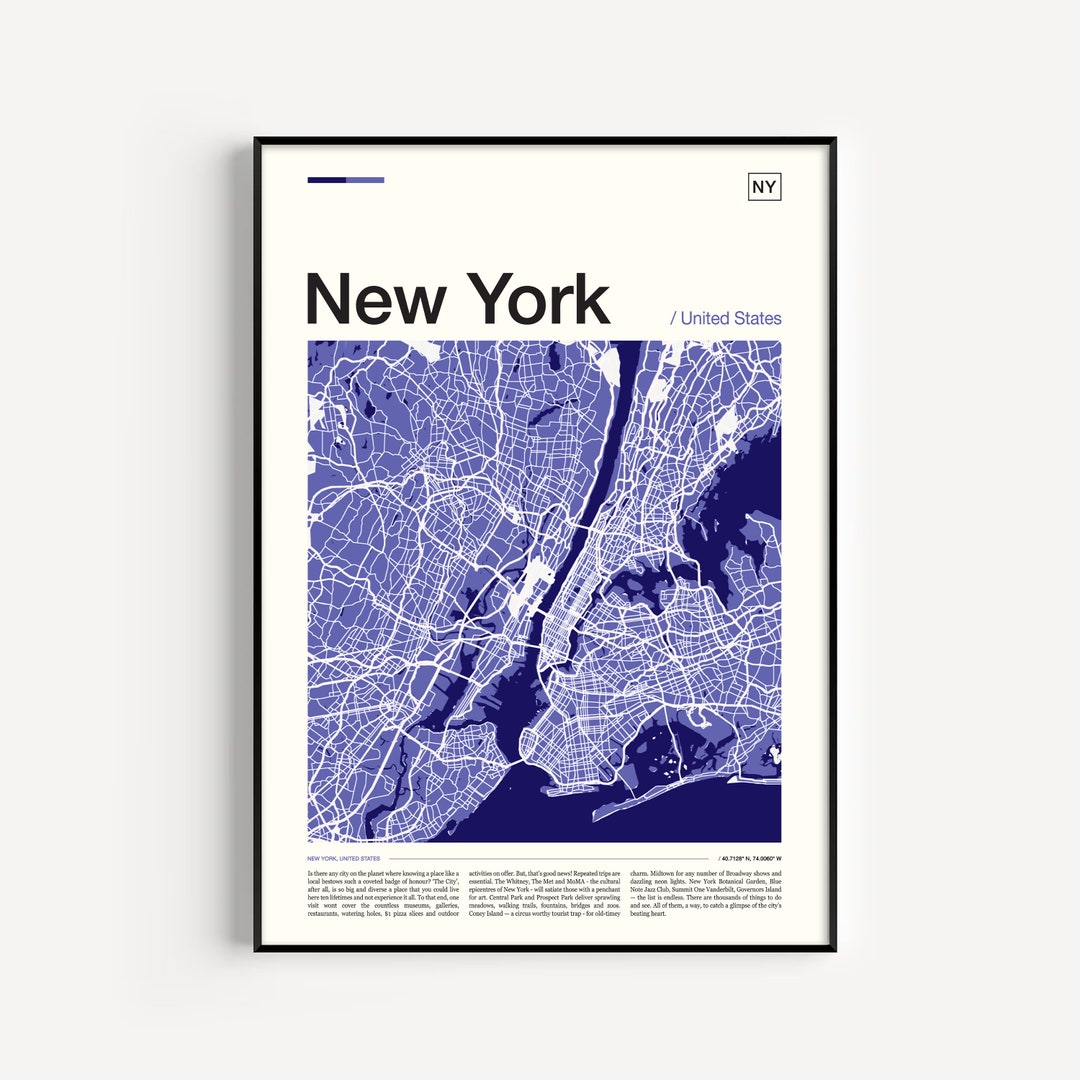 New York Map Print, New York Poster, New York City Map, New York Print