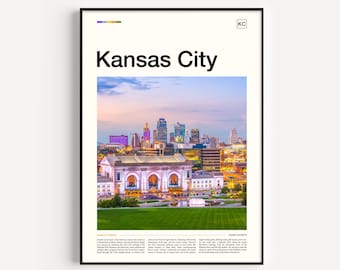 Lámina artística del horizonte de Kansas City: Fotografía de viajes, decoración de pared