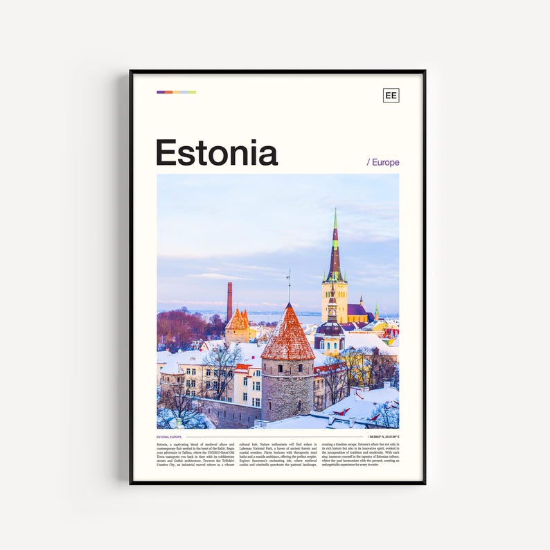 Estonia Print, Estonia Poster, Estonia Wall Art, Estonia Art Print, Estonia Photo, Estonia Photography, Estonia Decor, Estonia Skyline image 1
