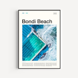Impresión de Bondi Beach, póster de viaje a Sídney (Australia) para decoración del hogar, arte mural costero con vista al mar, impresión de pasión por los viajes y regalo de viaje.