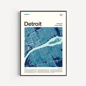 Impressão de mapa de Detroit, pôster de Detroit, mapa de Detroit, impressão de Detroit, arte de parede de Detroit, impressão de arte de Detroit, pôster de mapa, arte de parede de mapa, arte de Detroit