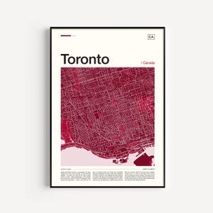 Impression de carte de Toronto, affiche de Toronto, carte de Toronto, impression de Toronto, art mural Toronto, impression d'art de Toronto, affiche de carte, impression du Canada, affiche du Canada