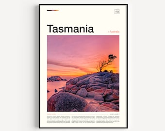 Cartel de Tasmania, Arte de la pared de Tasmania, Impresión de Tasmania, Obras de arte de Tasmania, Impresión de arte de Tasmania, Foto de Tasmania, Impresión de viaje de Tasmania