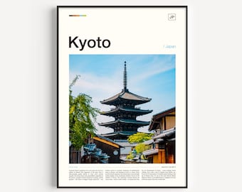 Kyoto Japan reisposter, Aziatische pagodekunstafdruk