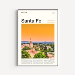 Santa Fe Art, Santa Fe New Mexico, New Mexico Decor, New Mexico Print, Travel Gift, Travel Poster, Travel Print, Office Decor
