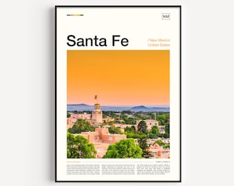Santa Fe Art, Santa Fe New Mexico, New Mexico Decor, New Mexico Print, Travel Gift, Travel Poster, Travel Print, Office Decor