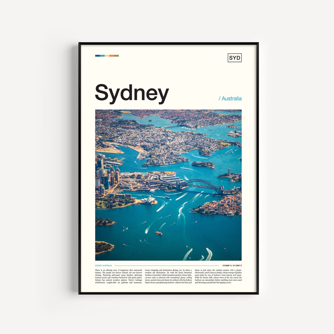 Sydney Print Sydney Poster Sydney Travel Poster Sydney Art Etsy