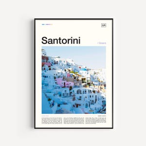 Santorini Greece Travel Poster: Greek Island Art Print