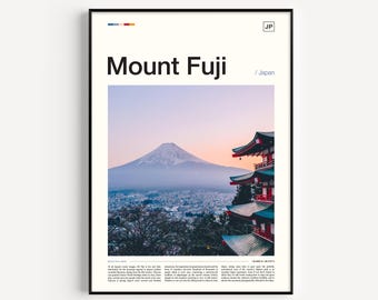Mt Fuji Print, Mount Fuji Poster, Japan Travel Art Print with Scenic Photography, Landscape Wall Artwork, and Travel Poster