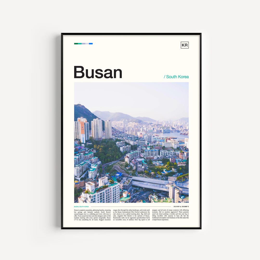 Busan South Korea Travel Poster, Cityscape Art Print - Etsy