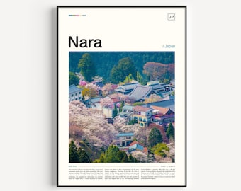 Arte mural de Nara, impresión de Nara, póster de Nara, obra de arte de Nara, impresión de Japón, impresión artística de Nara, póster de Japón, foto de Nara, foto de Japón, Nara, Japón