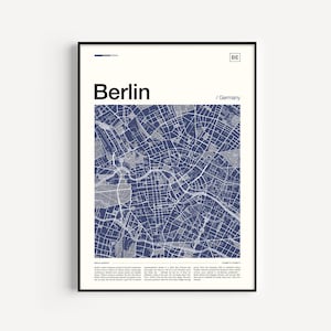 Stampa della mappa di Berlino, stampa dettagliata della città tedesca per la casa o l'ufficio, poster moderno con mappa stradale, regalo per viaggiatori e gente del posto