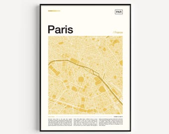 Paris Map Art Print: Modern City Travel Poster