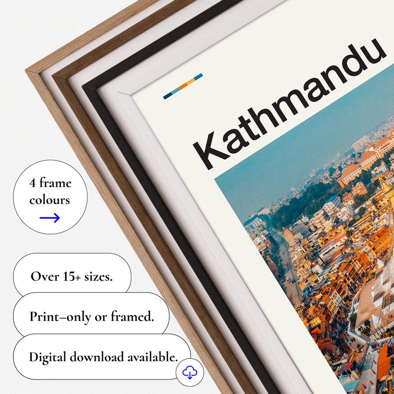 Kathmandu Print, Nepal Travel Poster with Scenic Photography, City Wall Artwork, Travel Photo, Wanderlust Decor, and Art Print image 4