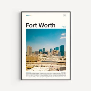 Impresión de Fort Worth, póster de Fort Worth, impresión artística de Fort Worth, arte mural de Fort Worth, decoración de Fort Worth, foto de Fort Worth, viajes a Fort Worth
