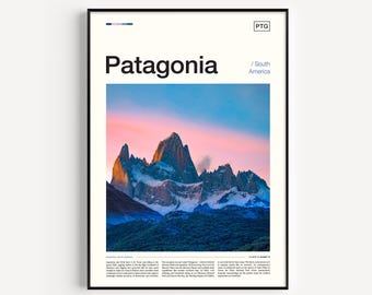 Cartaz de viagem da Patagônia, impressão artística da Argentina para decoração de casa, arte de parede com fotografia, impressão de viagem, decoração de destino e desejo de viajar