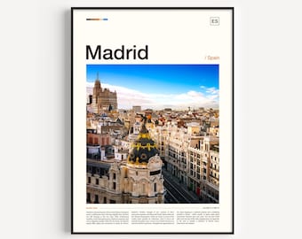 Madrid Cityscape Poster: Spain Travel Art Print
