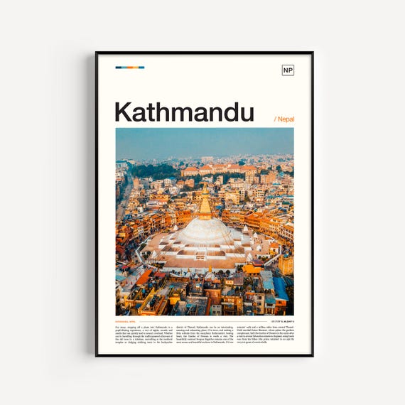 Kathmandu Print, Nepal Travel Poster with Scenic Photography, City Wall Artwork, Travel Photo, Wanderlust Decor, and Art Print