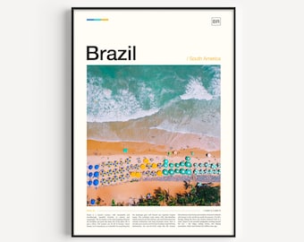 Brazil Beach Art Print, Coastal Travel Poster