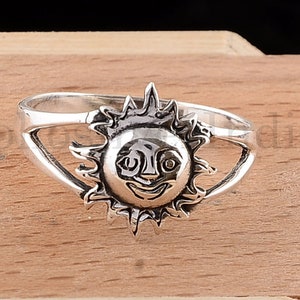 14K solid Gold Sonnenring, Sterling Silber Sonnenring, Stapelbarer Ring, Minimalistischer Ring, Muttertagsgeschenk, Valentinstaggeschenk, Weihnachtsgeschenk