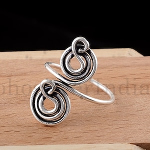 Spiral Swirl Ring: Thin Silver Boho Jewelry