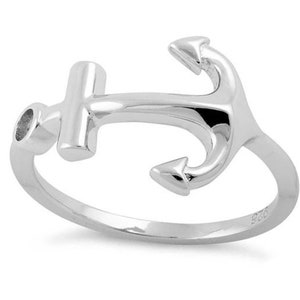 Sterling Silver Anchor Ring: Nautical Sea-Life Jewelry