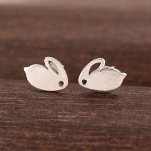 Rabbit studs earrings, Easter Bunny Stud Earrings, Sterling Silver Handcrafted Bunny Earrings, Easter Gift, Bunny Jewelry, Rabbit Jewelry