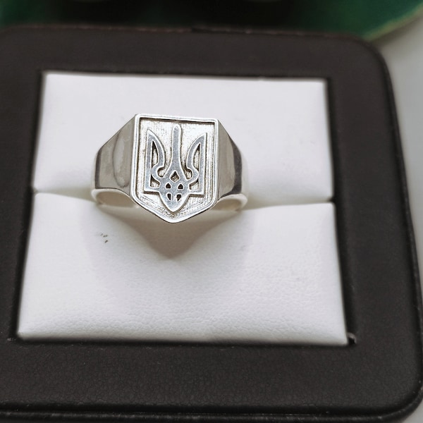 Ukrainian Trident Ukraine Coat of Arms Tryzub Handmade Ring, Solid 925 Sterling Silver, Greek Mythology God , Roman God Neptune, Mom rings