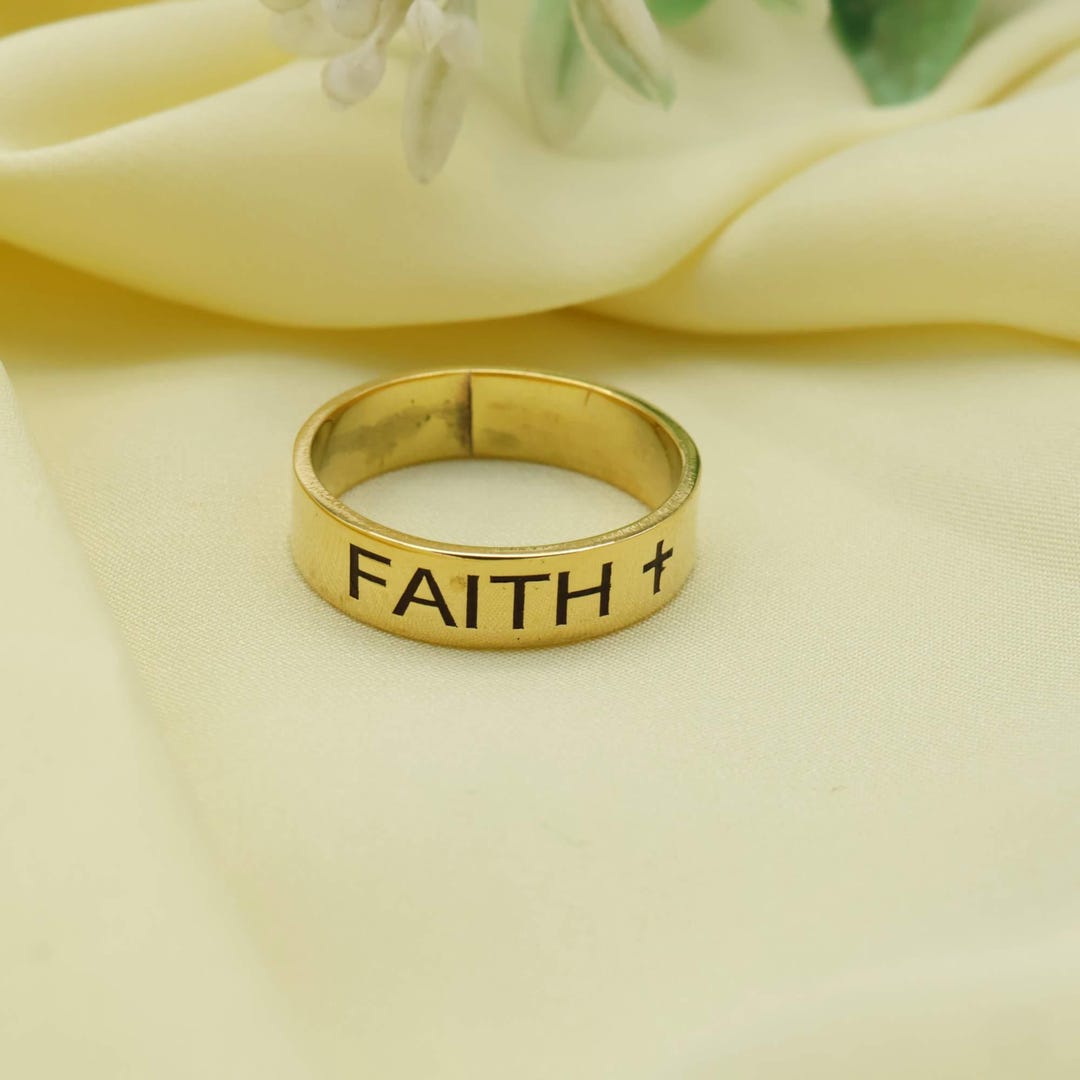 Faith Ring With Cross Symbol – Minimalist Christian Band ...