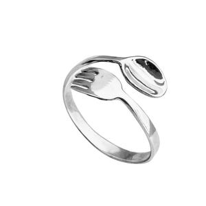 Vintage Sterling Silver Fork & Spoon Ring: Adjustable Cutlery Jewelry