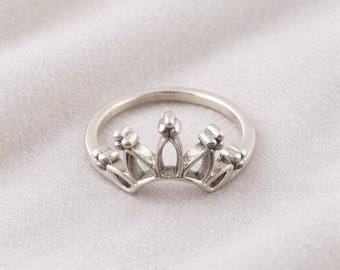 Crown Ring Sterling Silver, Princess Crown Ring, Queen Crown Ring, Tiara Ring, Minimalist Crown Jewelry, Royal Crown Ring, Gift for Her
