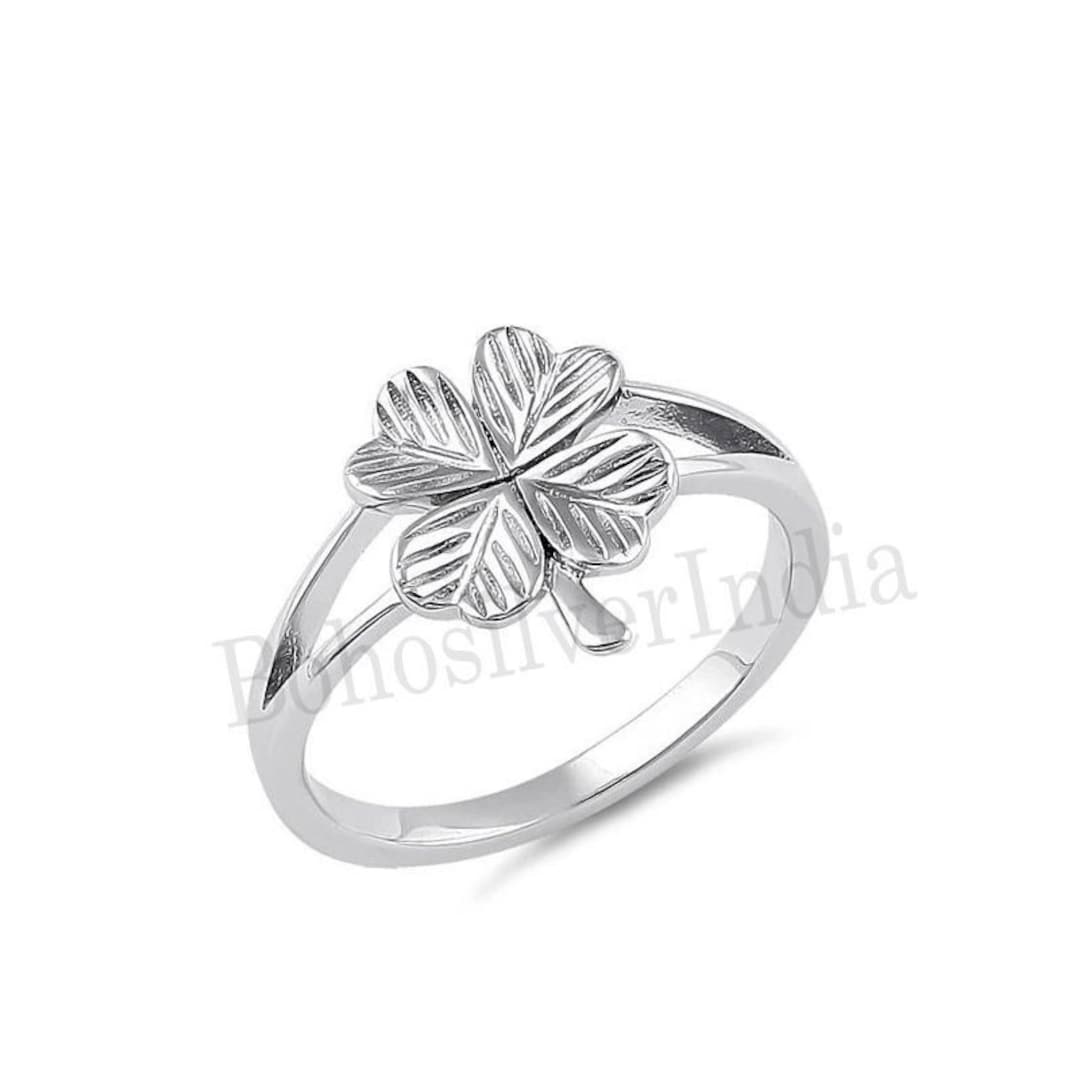 Clover Leaf Ring: Lucky Shamrock, Silver Ring - Etsy