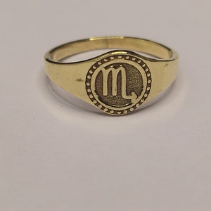 Scorpio Signet Ring, 925 Sterling Silver, zodiac signet ring, Sterling silver zodiac sign symbol ring, Zodiac Ring, Astrology Horoscope Ring
