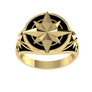Men & Women Compass Ring, Star Signet compass ring, Nautical Jewelry, Christmas Gift, Husband Gift, north east ring, Compass Direction Ring