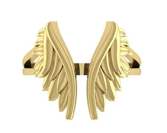 Sterling Silver Angel Wings Ring: Adjustable Feather Band