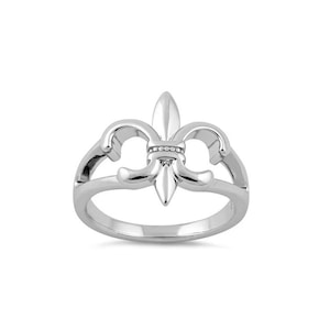Anel de prata esterlina 925 flor de lis para ela, anel de prata, joias artesanais, anel para presente da mãe, presente para ela, presente feminino