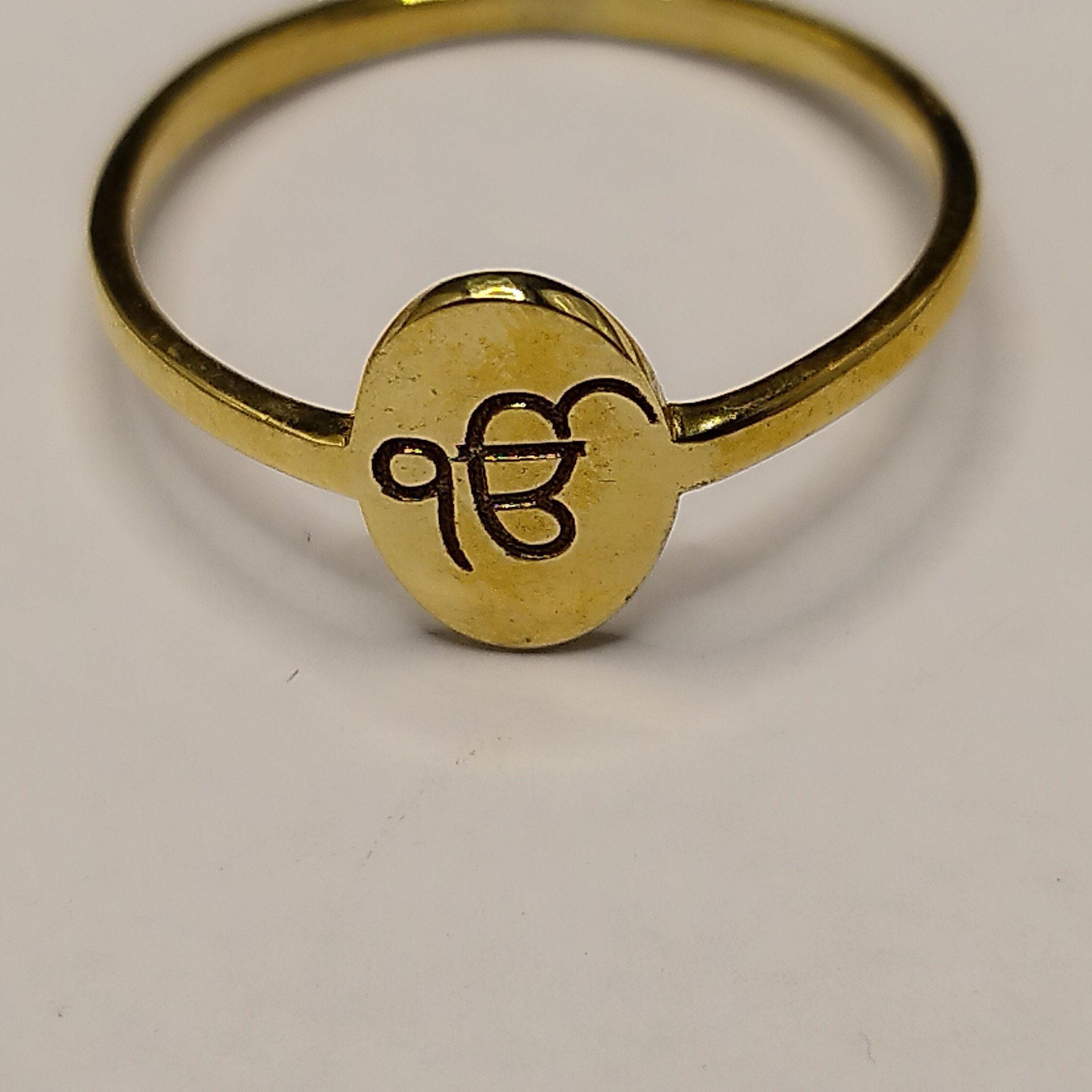 Ek Onkar Ring Handmade Gold Plated Punjabi Sikh Khalsa Gurmukhi