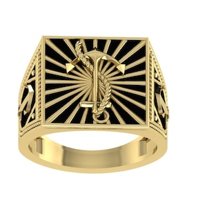 Nautical Signet Ring, Anchor Ring in 925 Sterling Silver for Men and Women, Connection to the Sea and One&#39;s Life,Sailor&#39;s Anchor Silver Ring