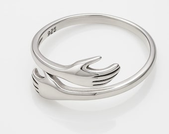 Umarmungsring aus Sterlingsilber: Personalisierter Handring mit Gravur