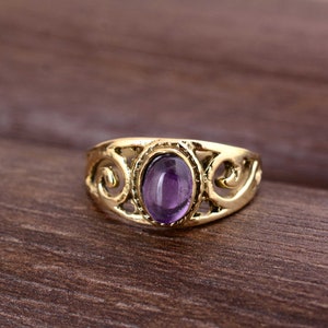 Purple Amethyst 925 Sterling Silver Oval Ring, Gemstone Statement Ring, Dainty Handmade Silver Jewelry,  Amethyst Oval Gemstone Ring,Women&#39;s