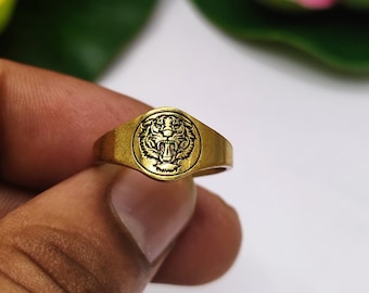 Asian Tiger Handmade Sterling Silver Men&#39;s Ring, Custom Engraved ring, Wild Cat Animal Ring, Asian Tiger Silver Men Jewelry,Ring For women&#39;s