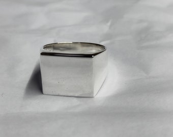 925 Sterling Silber Quadrat Siegelring - Herren Bandring
