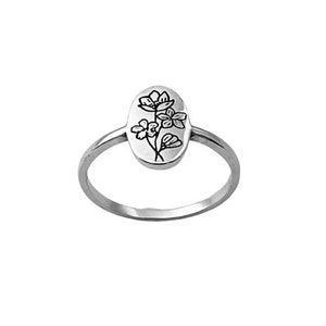 Birth Flower Ring, Christmas day Gift, Floral Ring, Bridesmaid Gift, Minimalist Ring, Dainty Mom Ring, Floral Signet Ring,Custom floral ring